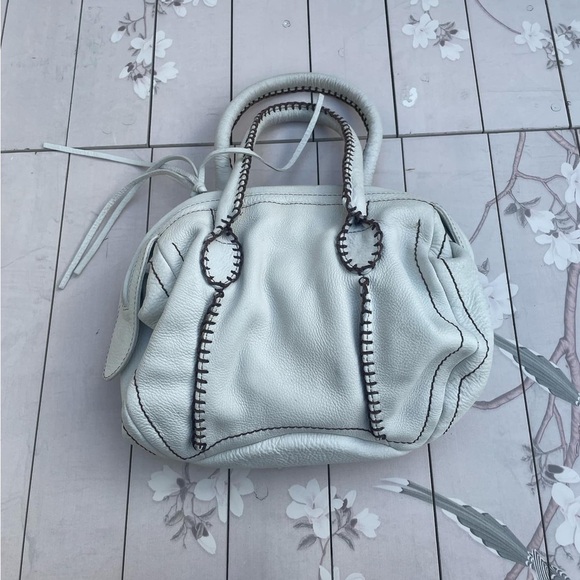 Carlos Falchi White Satchel with Black Stitching - Picture 2 of 9